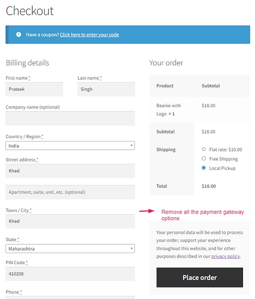 remove all the payment gateways from woocommerce checkout.png